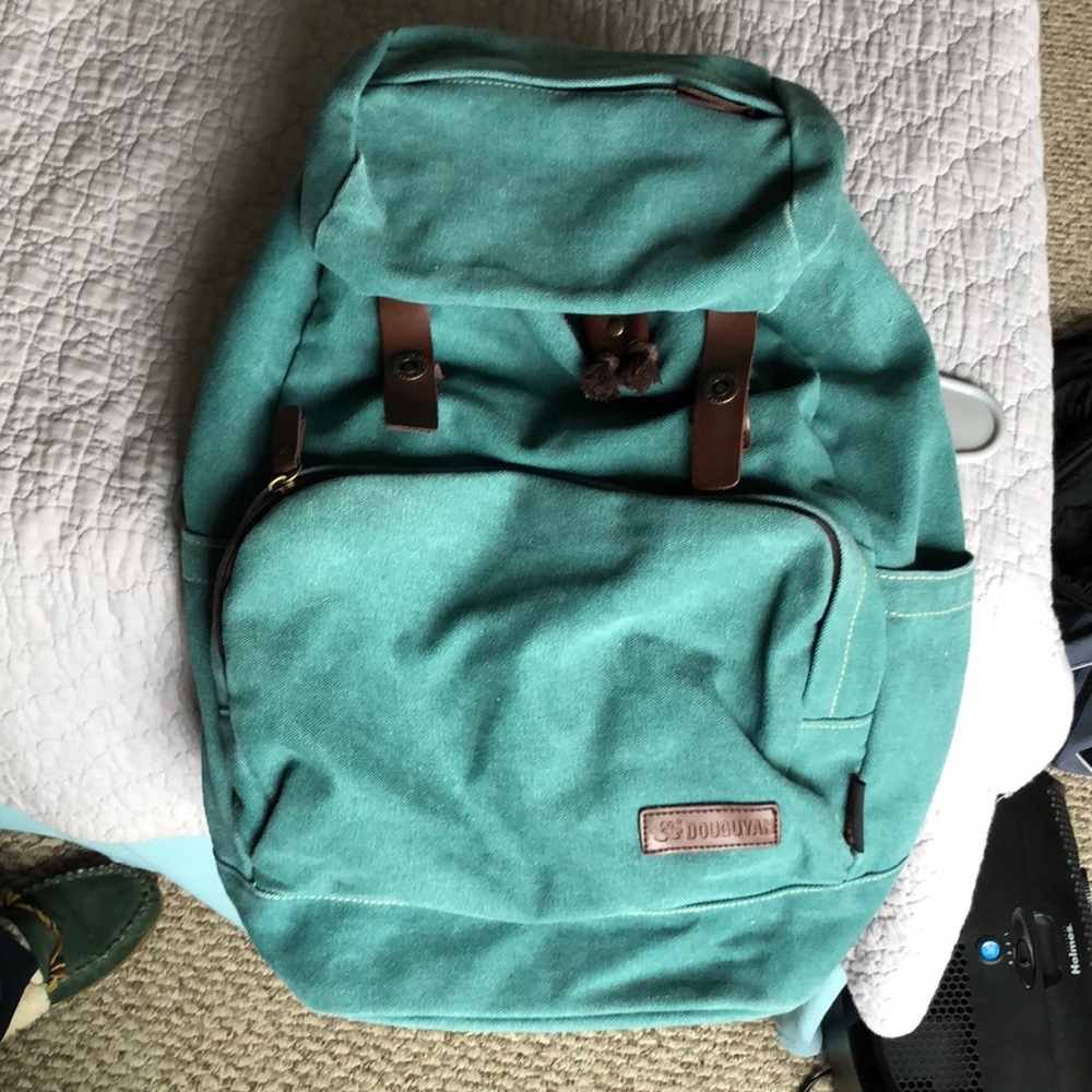 Green canvas backpack